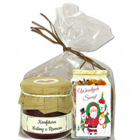 ZESTAW PREZENTOWY ŚWIĄTECZNY Konfitura Maliny z rumem + Herbata